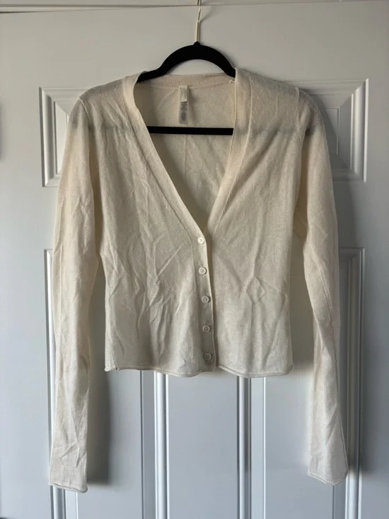 SKIMS Cream Cashmere Button Front Cardigan NWOT - Picture 2 of 3